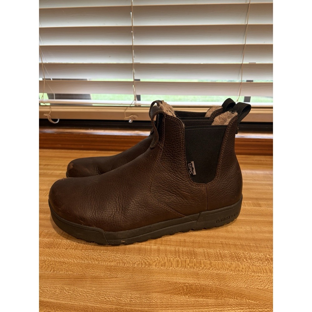 LEMS Chelsea Tuff Waterproof Boot Brown Dark Roast Mens Size 12.5